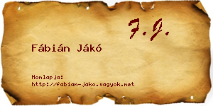 Fábián Jákó névjegykártya